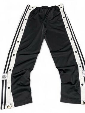 Vintage Adidas black and white stripped track pants